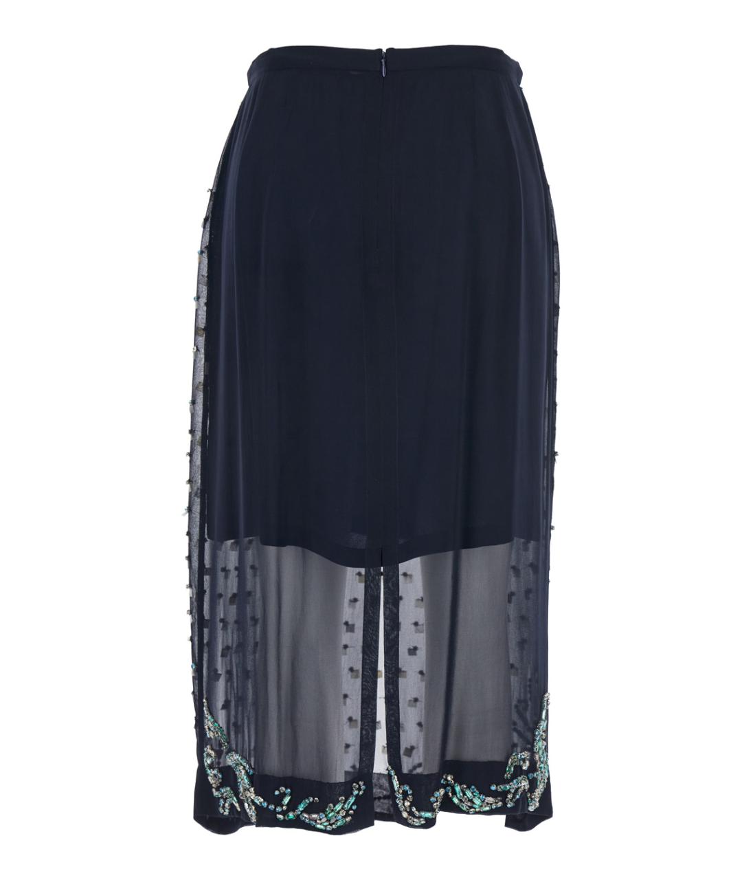 DRIES VAN NOTEN Темно-синяя вискозная юбка миди, фото 2