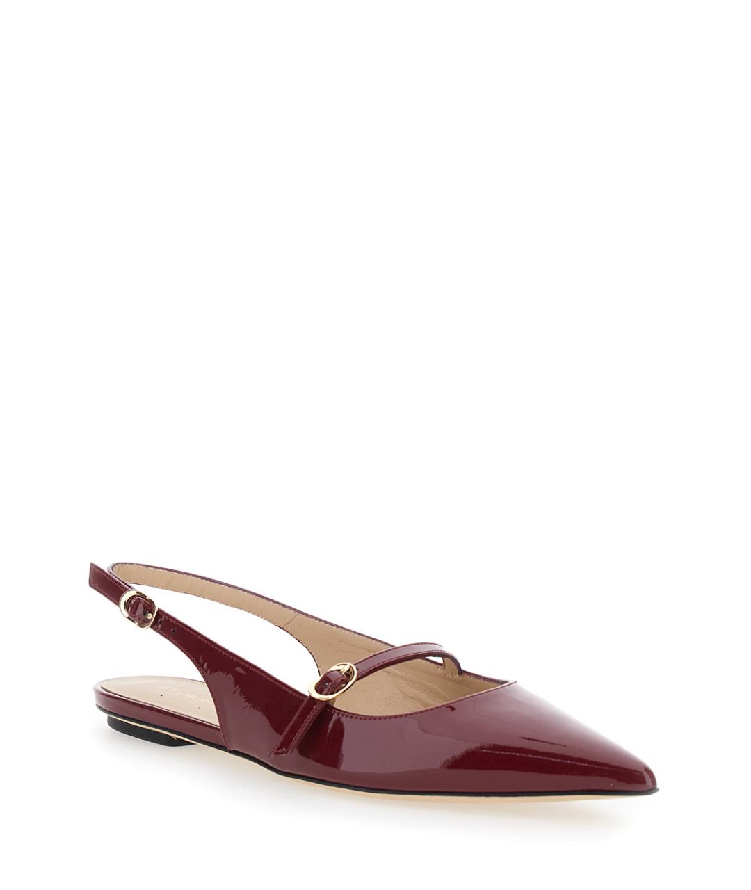STUART WEITZMAN Бордовые кожаные балетки, фото 2