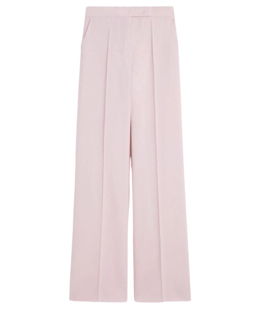 MAX MARA Розовые шерстяные прямые брюки, фото 1