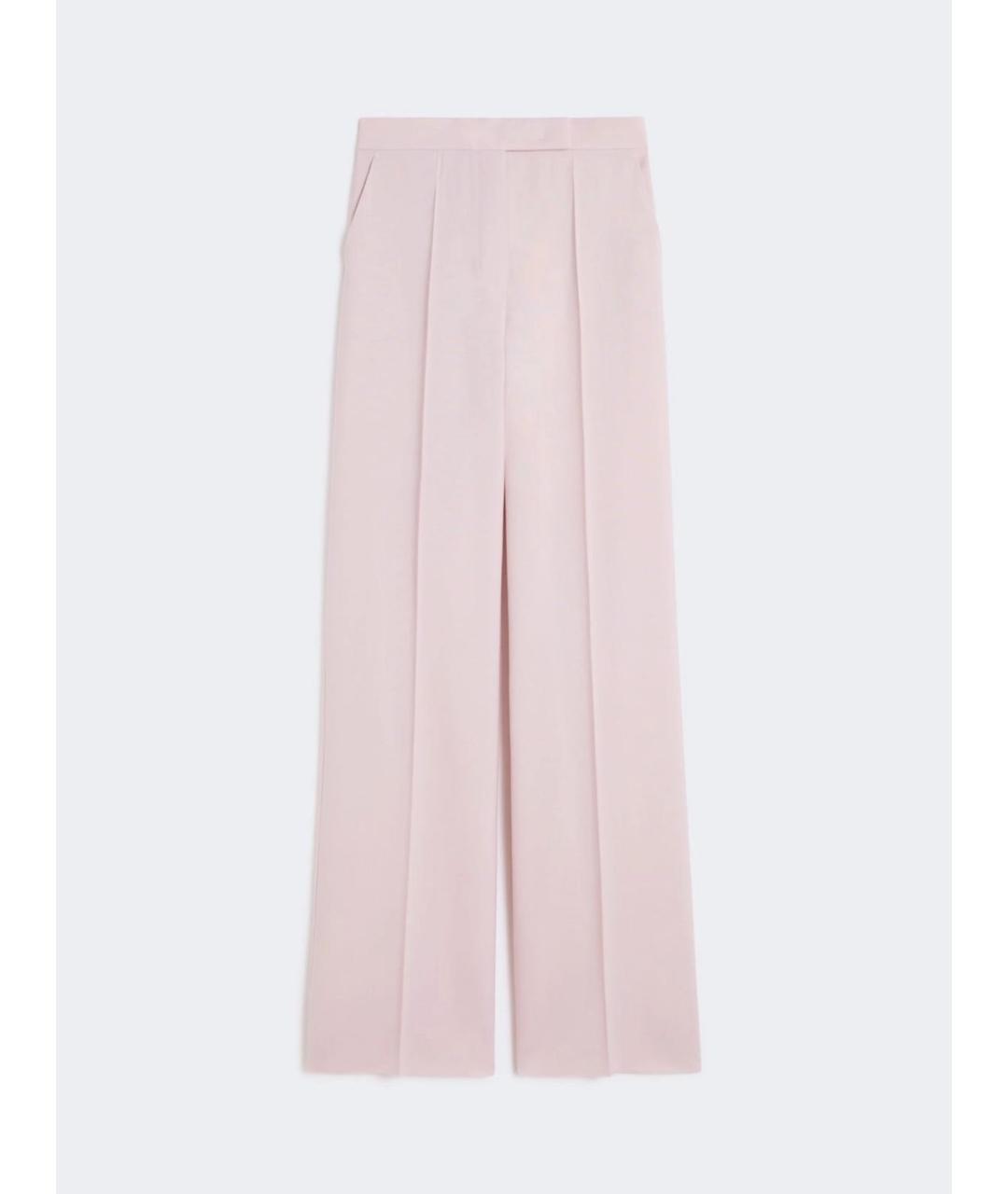 MAX MARA Розовые шерстяные прямые брюки, фото 5