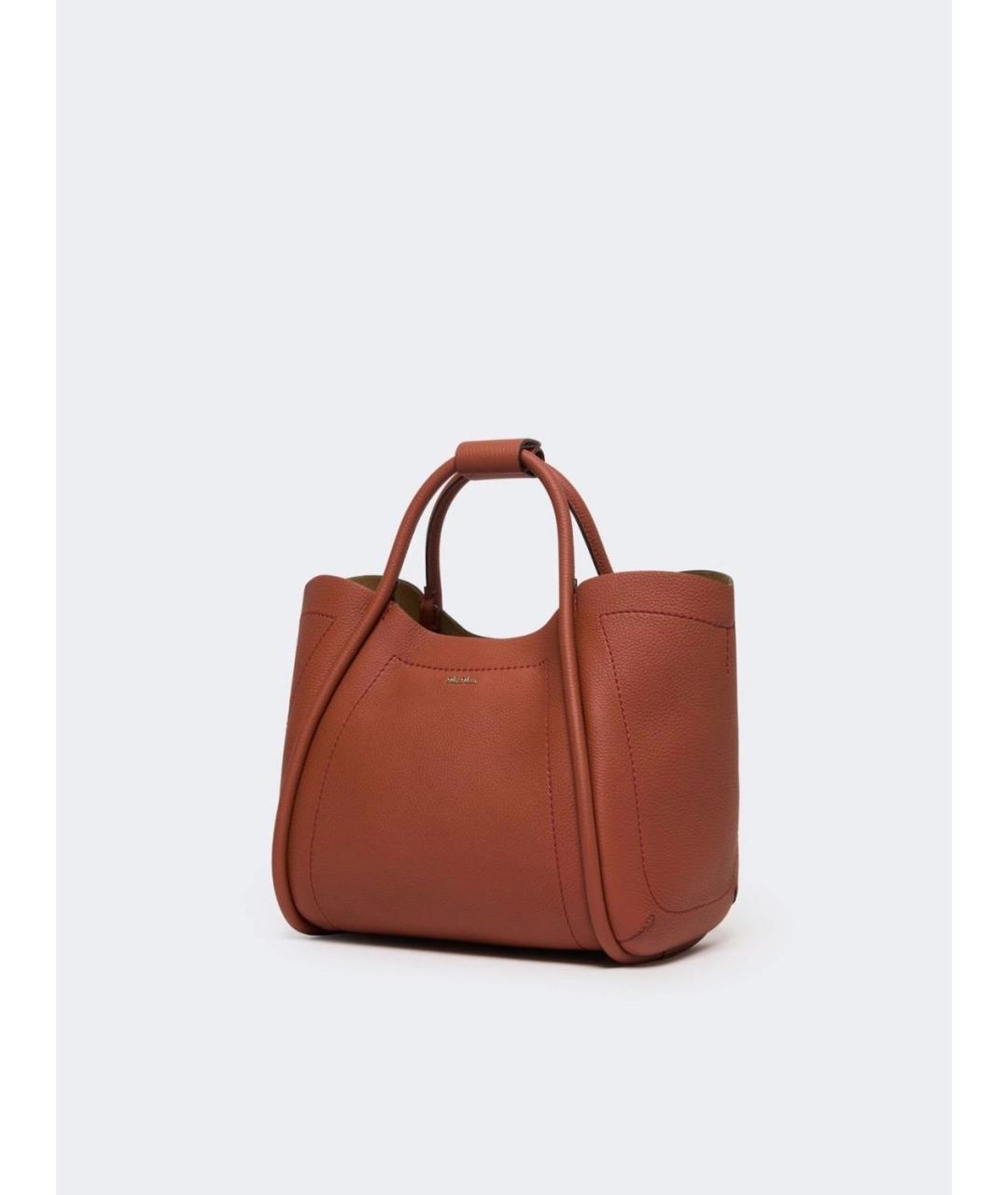 MAX MARA Коричневая кожаная сумка тоут, фото 2