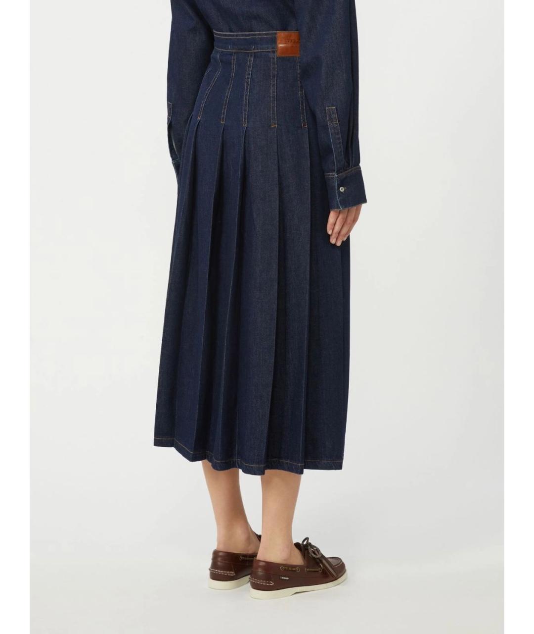 WEEKEND MAX MARA Темно-синяя хлопковая юбка миди, фото 3