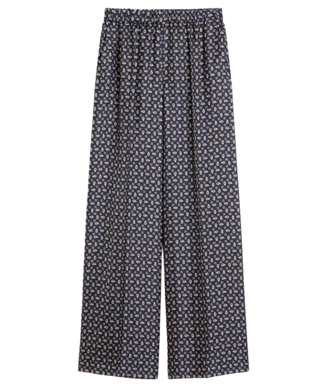 MAX MARA Синие шелковые прямые брюки, фото 1