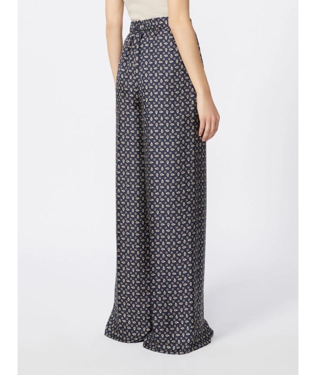 MAX MARA Синие шелковые прямые брюки, фото 4