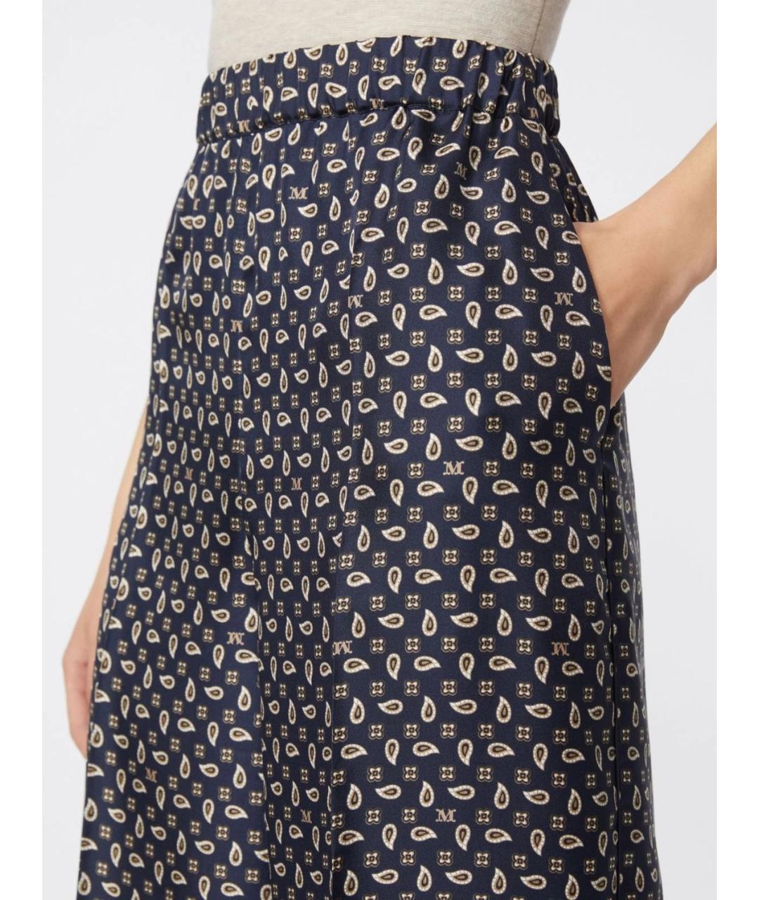 MAX MARA Синие шелковые прямые брюки, фото 5