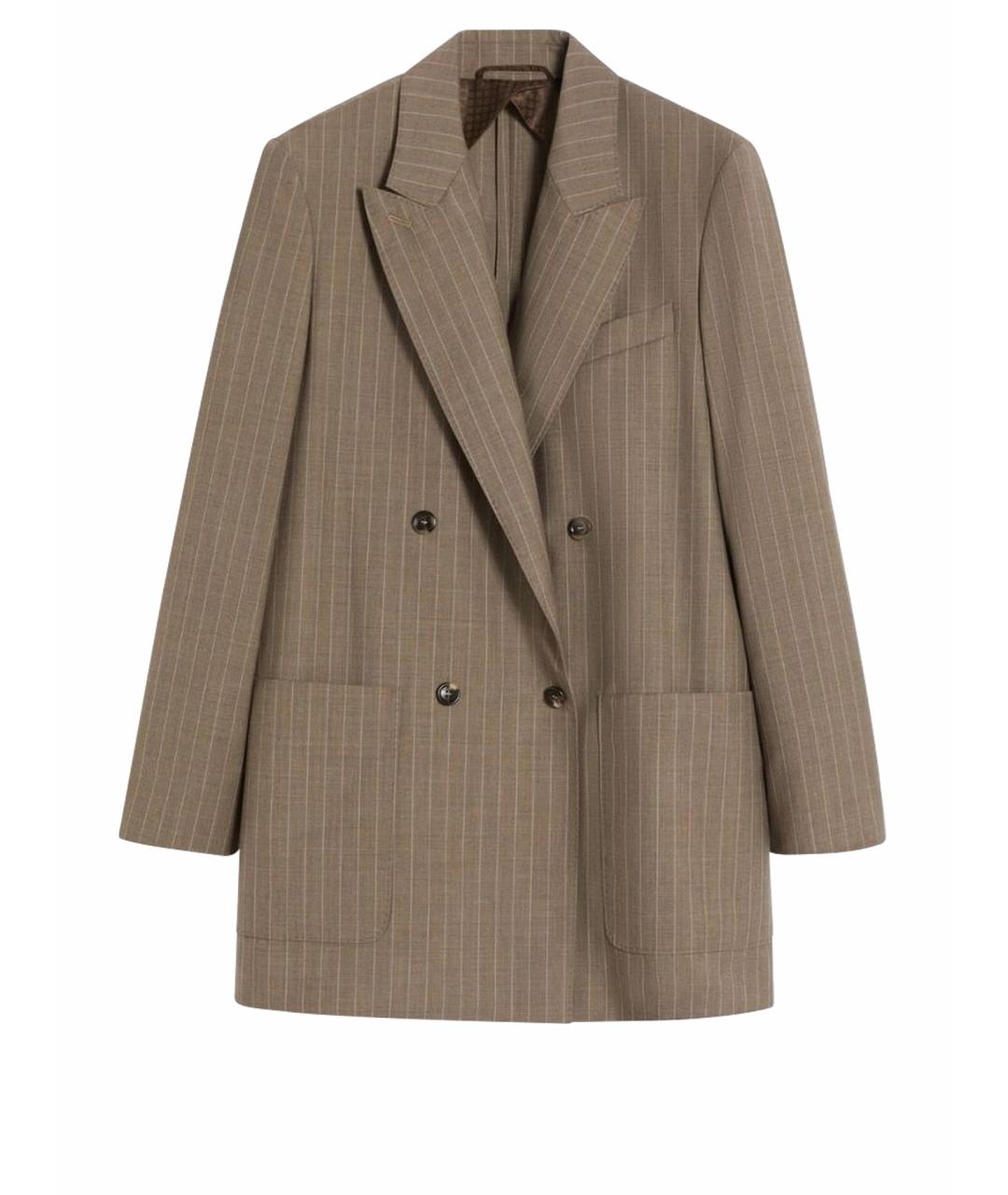 MAX MARA Бежевый шерстяной жакет/пиджак, фото 1