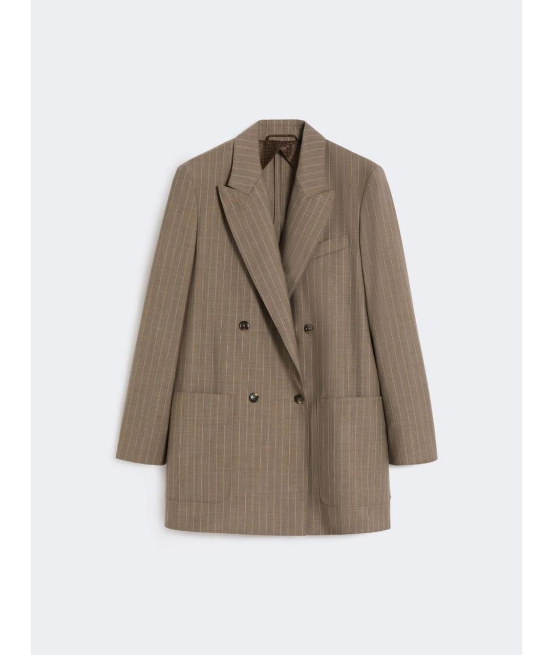 MAX MARA Бежевый шерстяной жакет/пиджак, фото 5