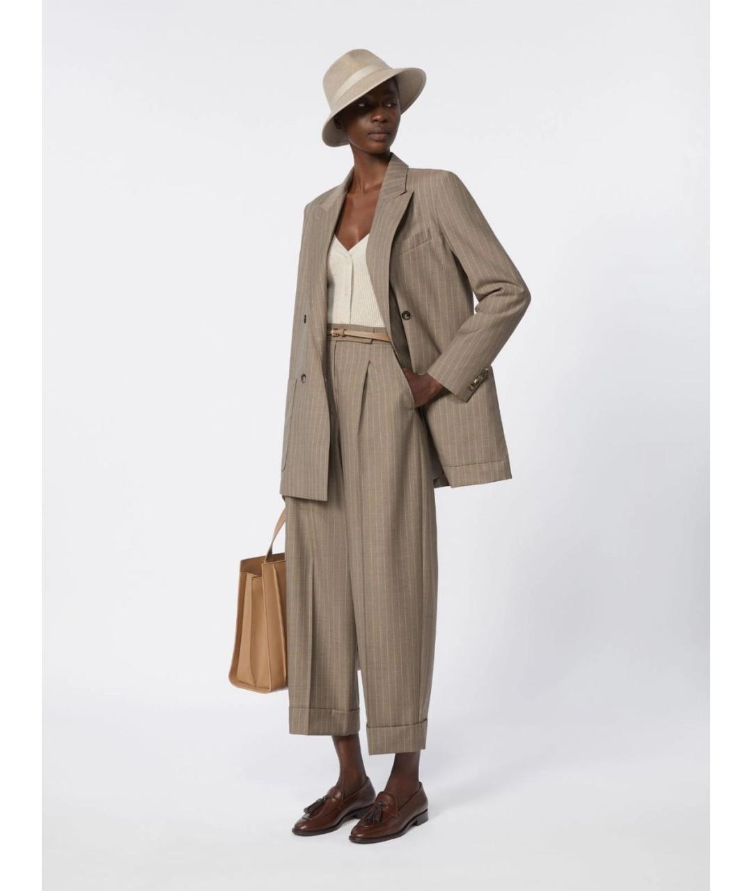 MAX MARA Бежевый шерстяной жакет/пиджак, фото 2