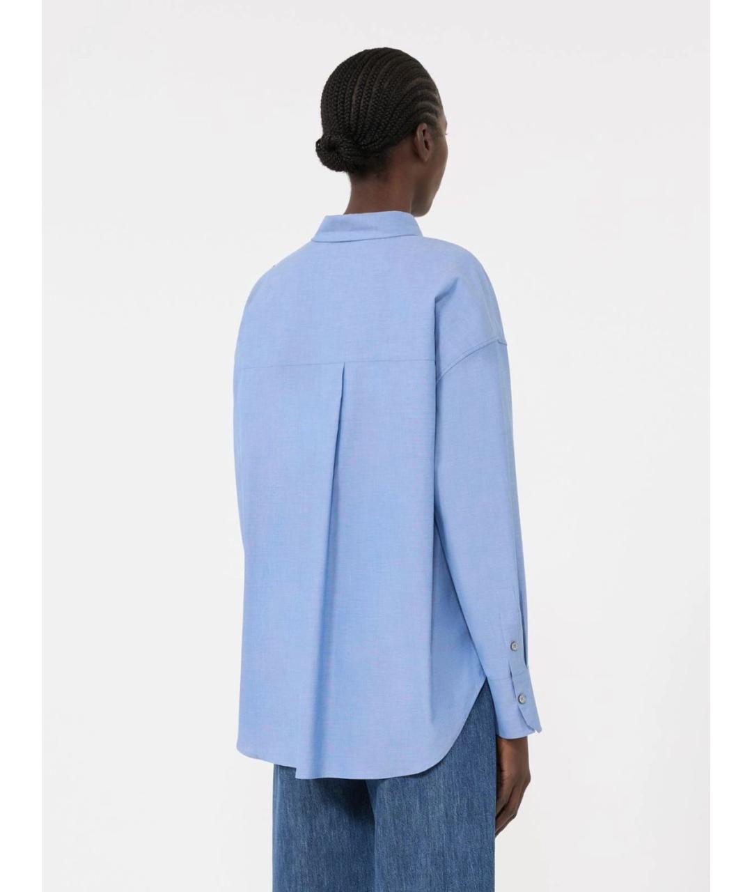 'S MAX MARA Синяя хлопковая рубашка, фото 5