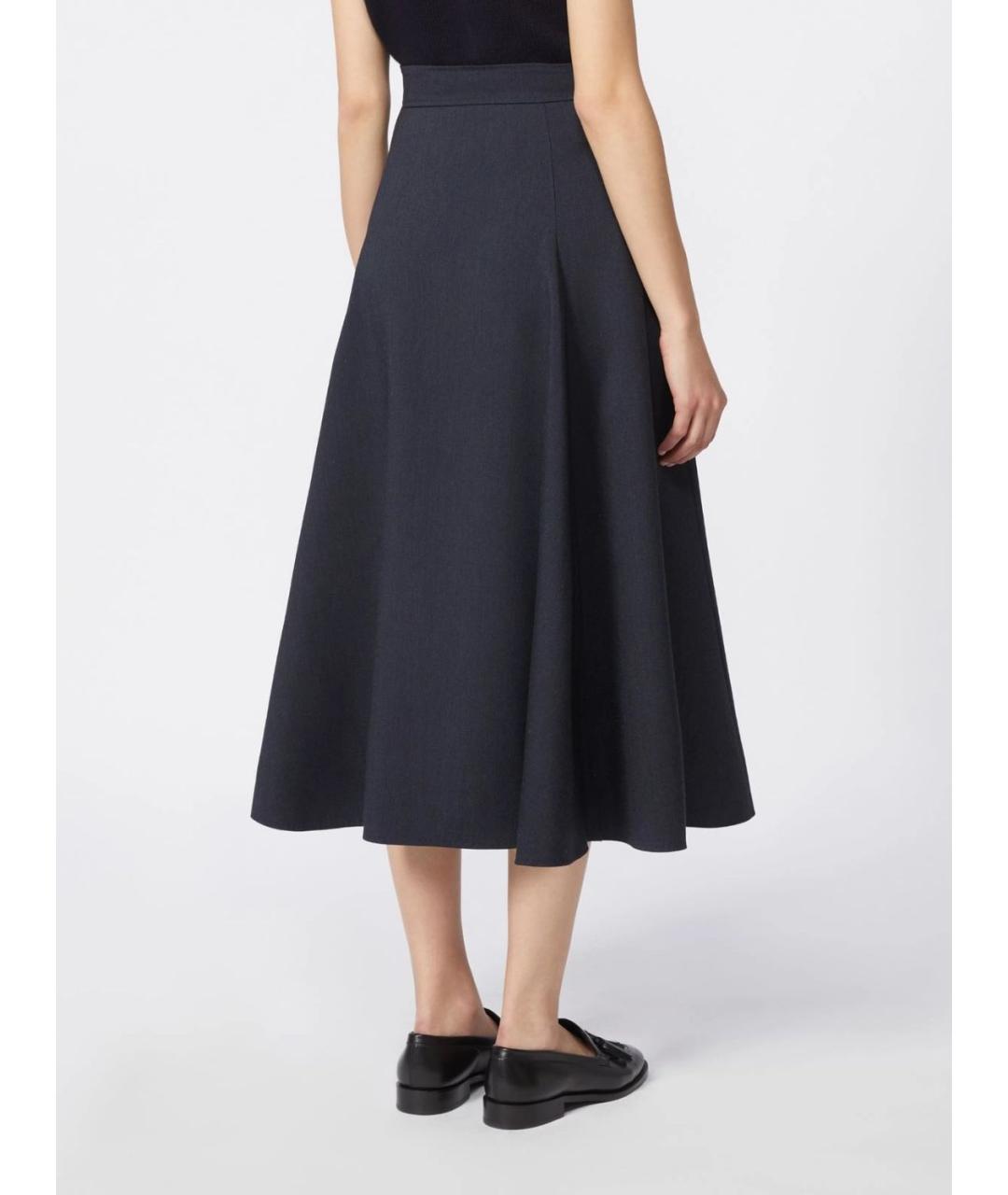 MAX MARA Темно-синяя полиэстеровая юбка миди, фото 4