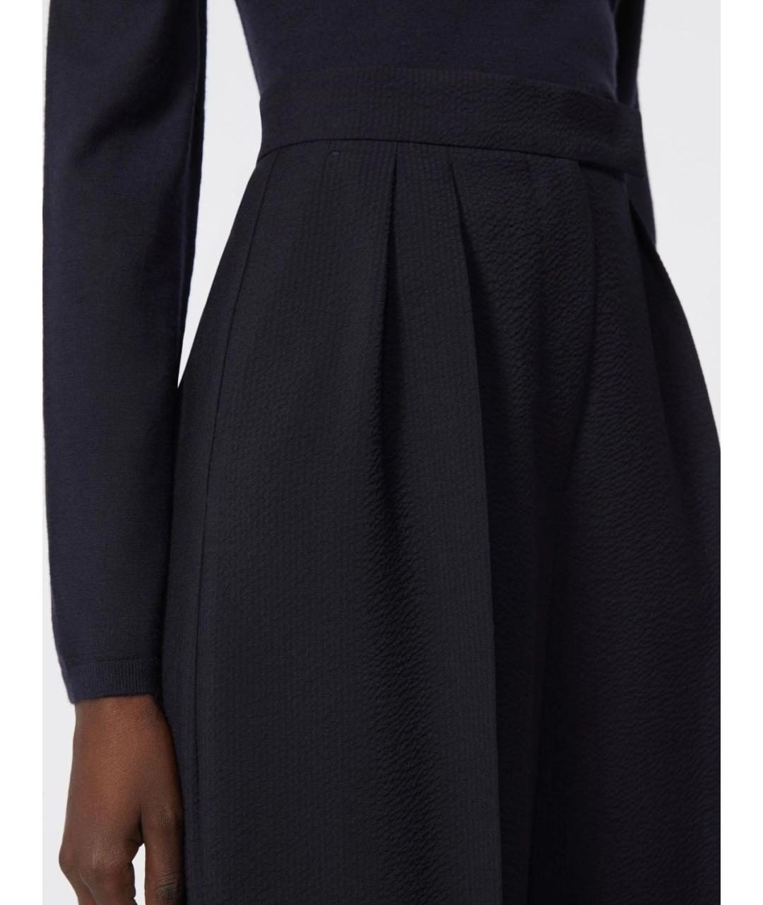 MAX MARA Синие шерстяные прямые брюки, фото 5