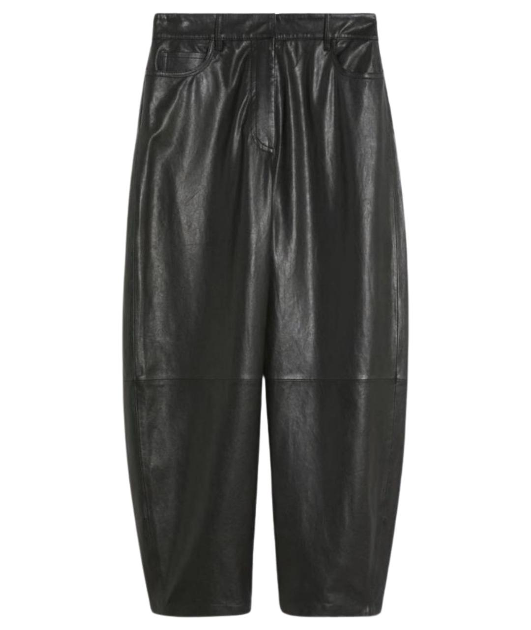 WEEKEND MAX MARA Черные кожаные прямые брюки, фото 1