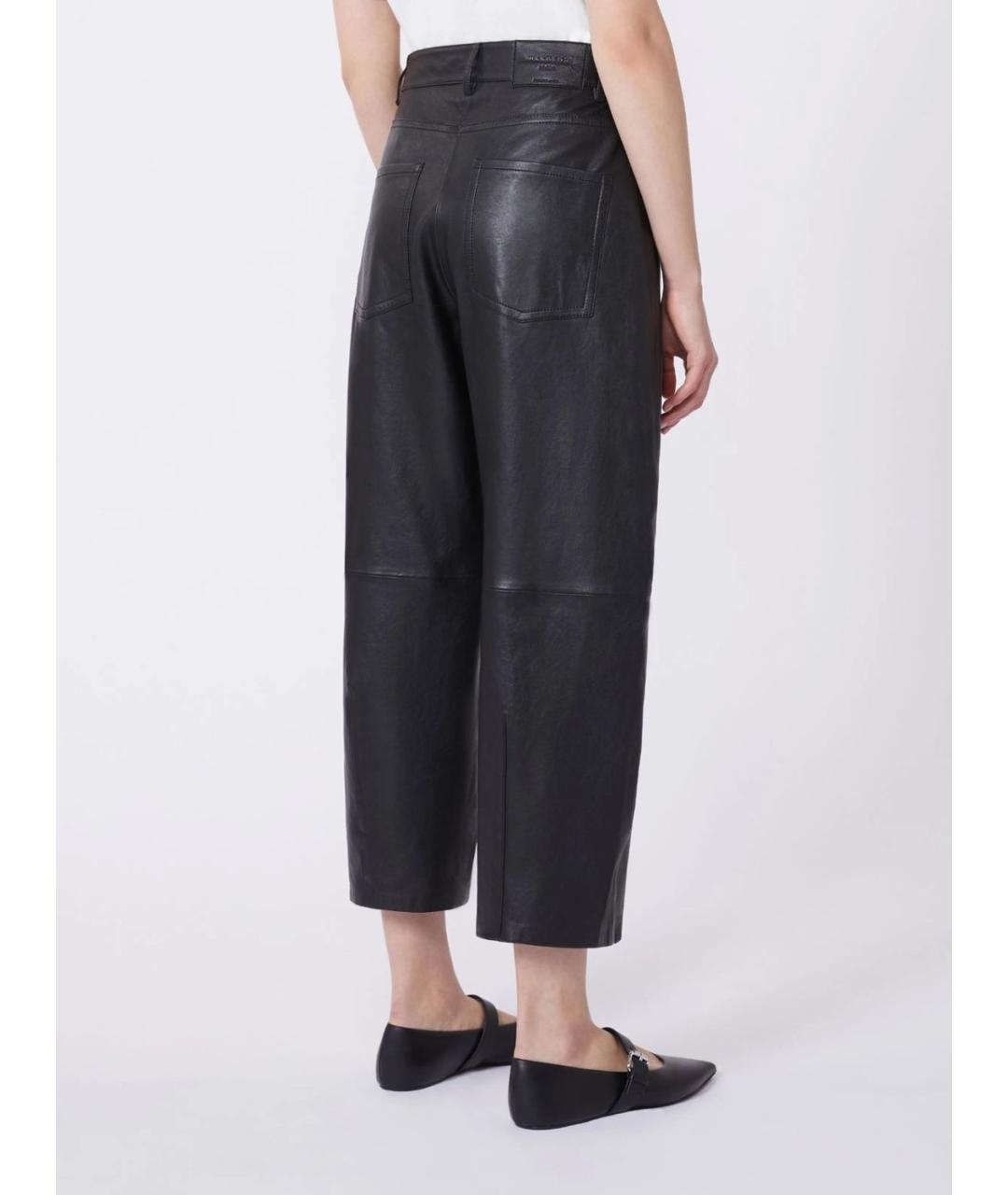 WEEKEND MAX MARA Черные кожаные прямые брюки, фото 3