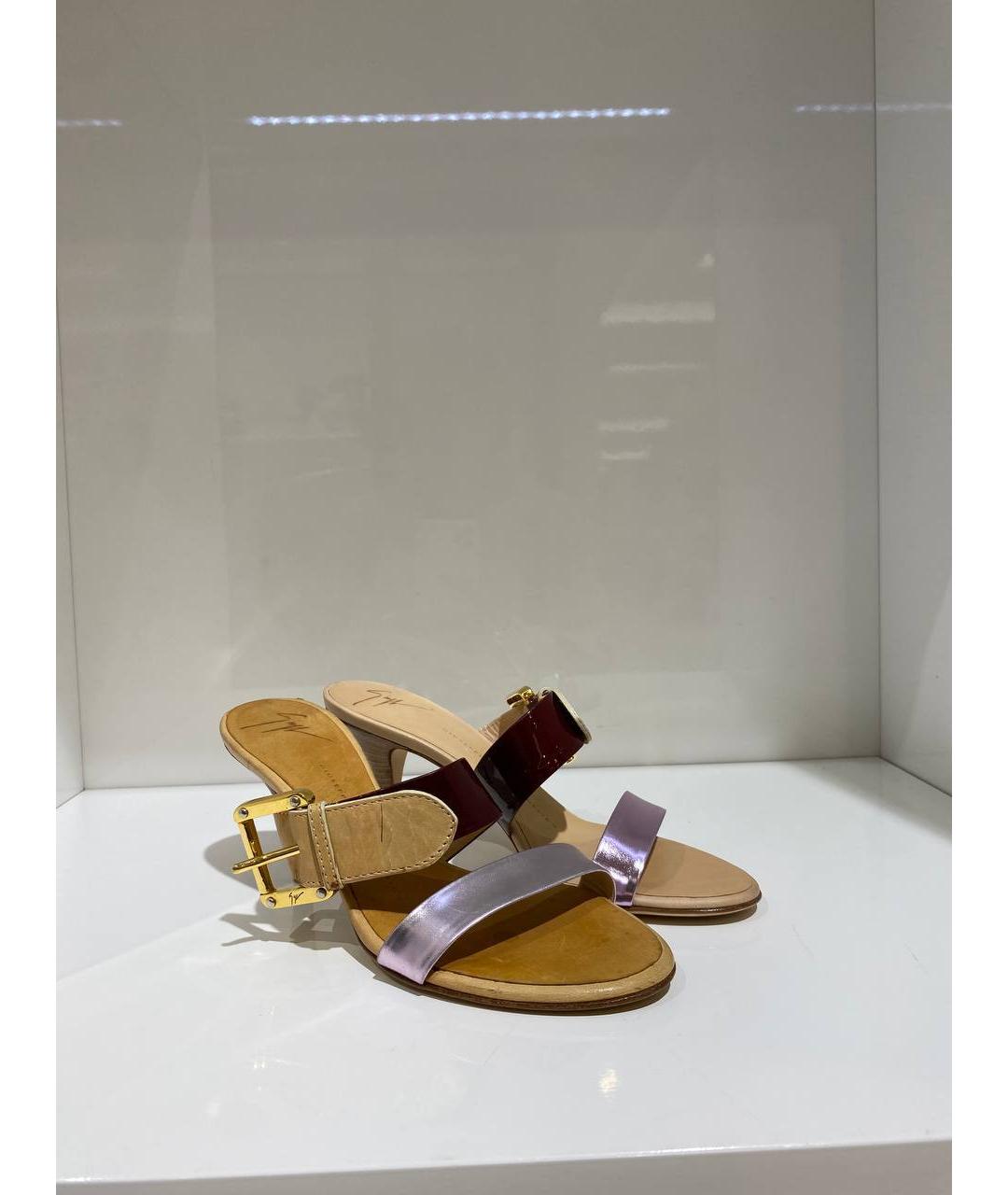 GIUSEPPE ZANOTTI DESIGN Коричневые кожаные босоножки, фото 2