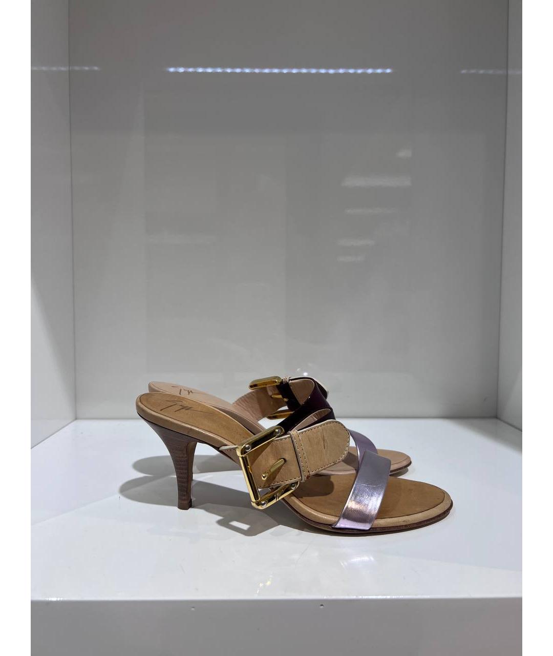 GIUSEPPE ZANOTTI DESIGN Коричневые кожаные босоножки, фото 4