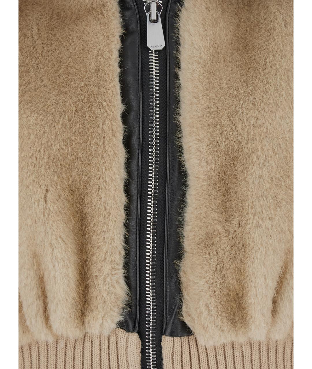PINKO Бежевая меховая куртка, фото 3