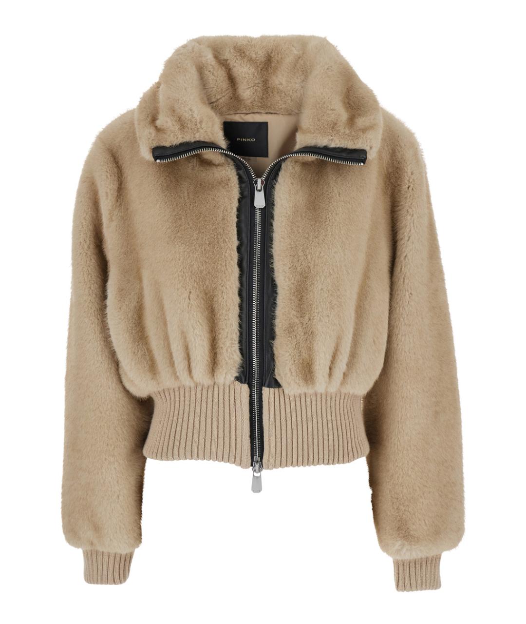 PINKO Бежевая меховая куртка, фото 1