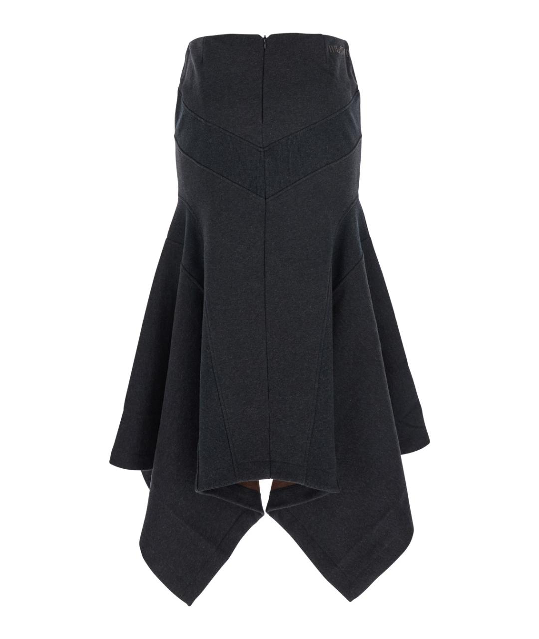 THE ATTICO Серая хлопковая юбка миди, фото 2