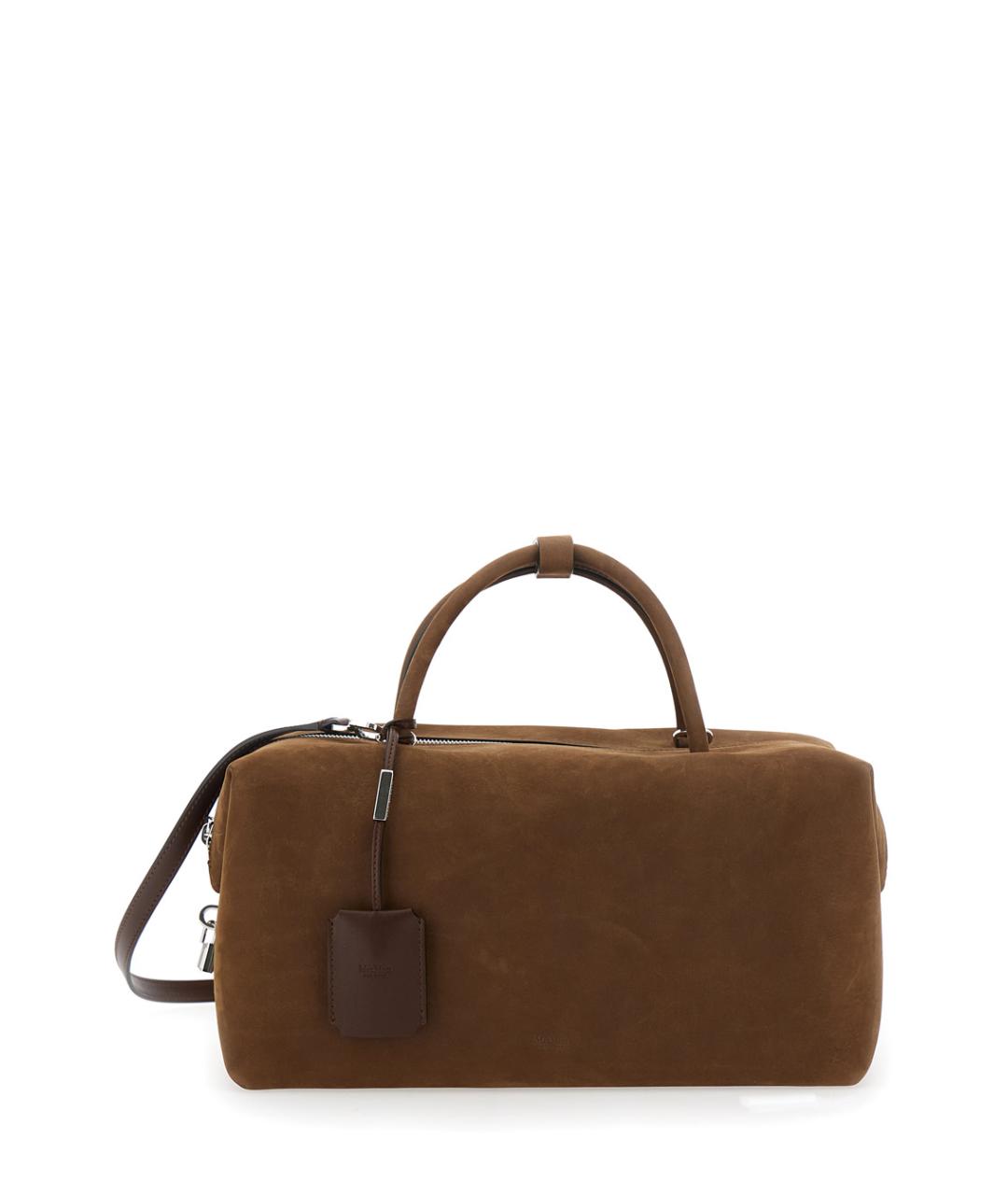 MAX MARA Коричневая замшевая сумка с короткими ручками, фото 1