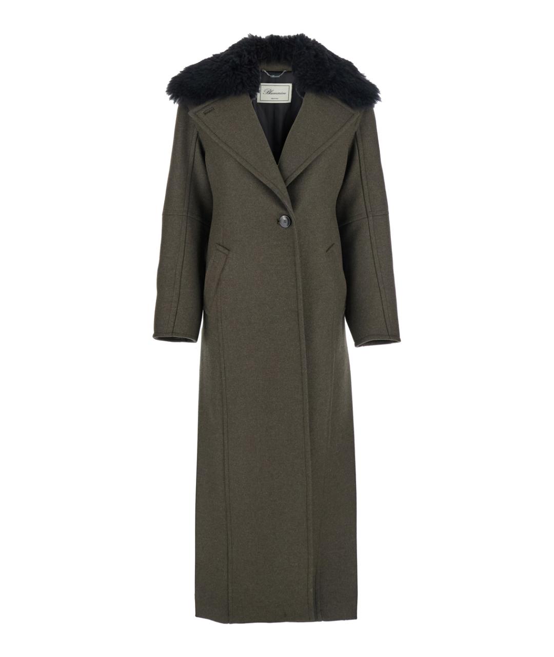 BLUMARINE Зеленые шерстяное пальто, фото 1