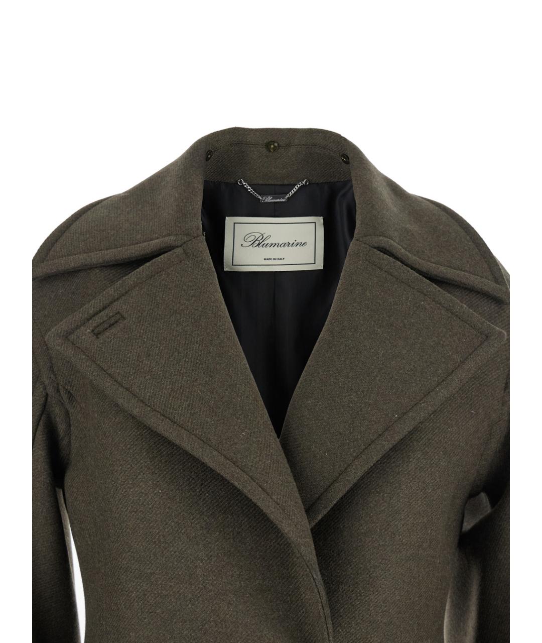 BLUMARINE Зеленые шерстяное пальто, фото 4