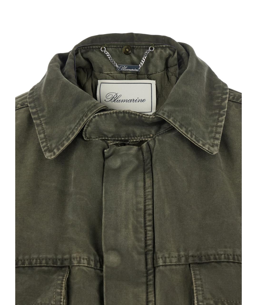 BLUMARINE Зеленые хлопковое пальто, фото 3