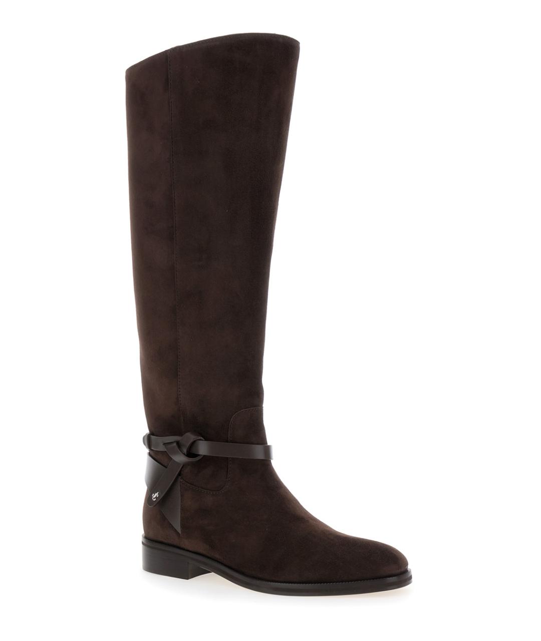 JIMMY CHOO Коричневые замшевые сапоги, фото 2