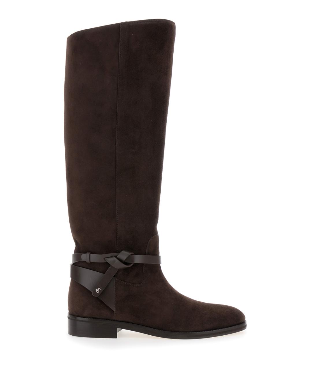 JIMMY CHOO Коричневые замшевые сапоги, фото 1