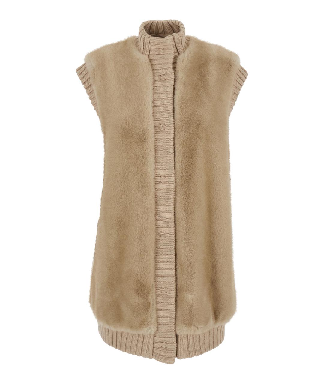 PINKO Бежевый меховой жилет, фото 1