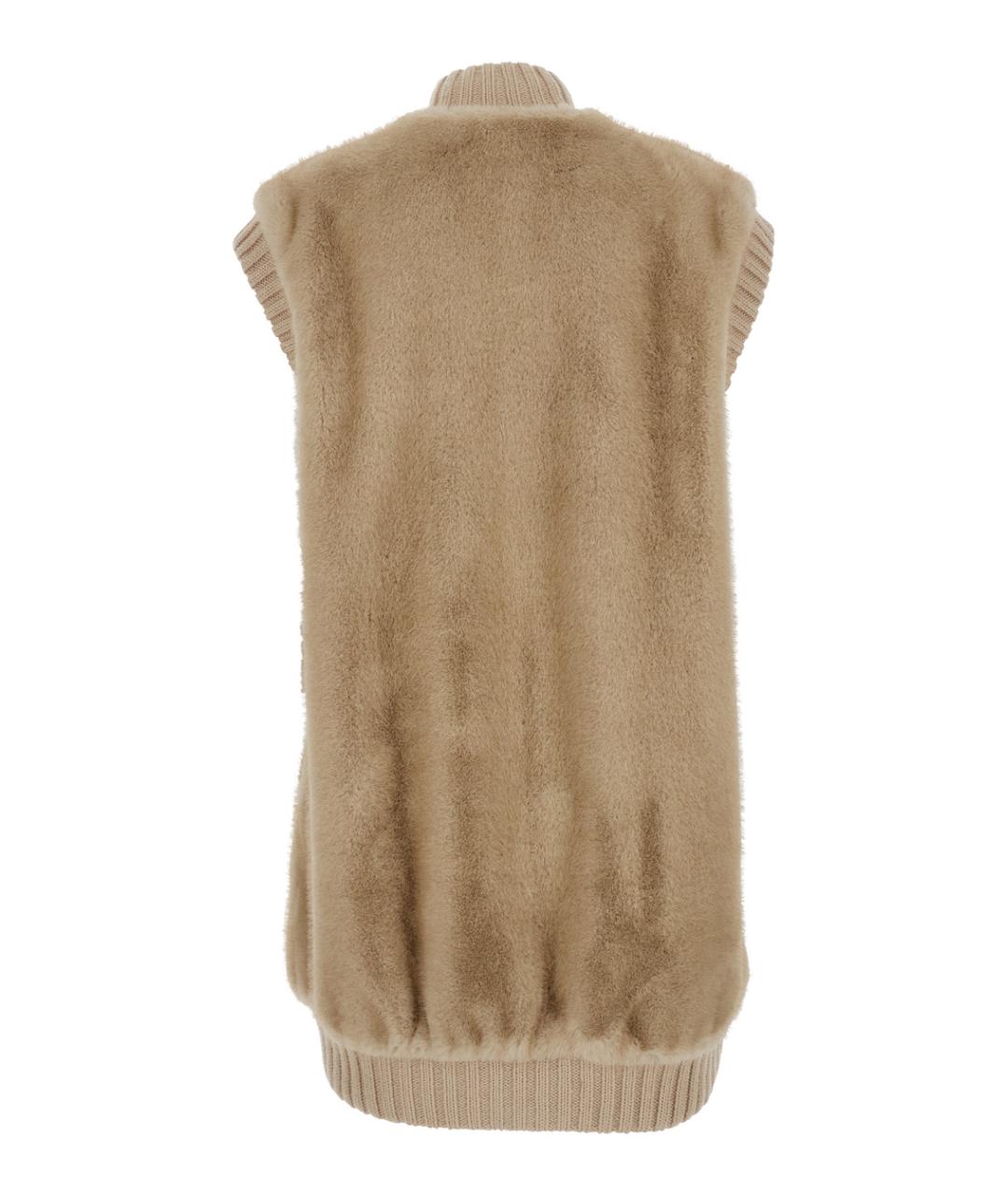 PINKO Бежевый меховой жилет, фото 2