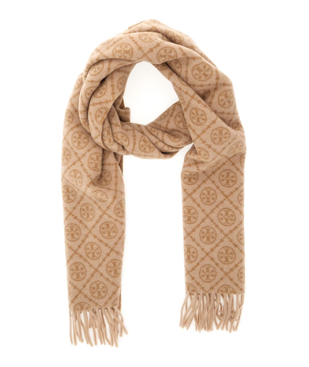 TORY BURCH Бежевый шерстяной шарф, фото 2