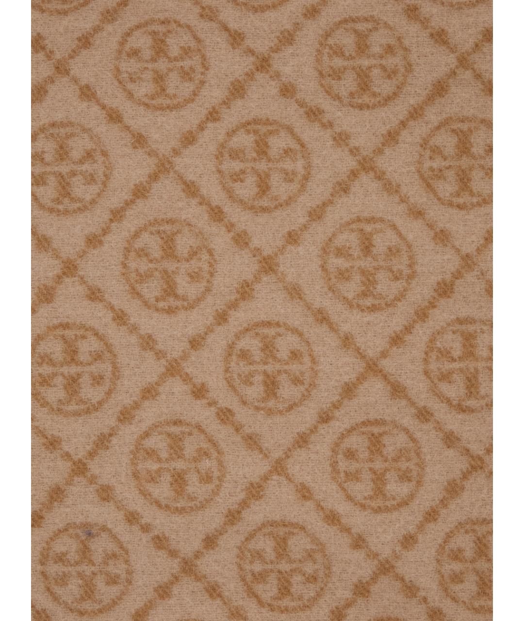 TORY BURCH Бежевый шерстяной шарф, фото 3