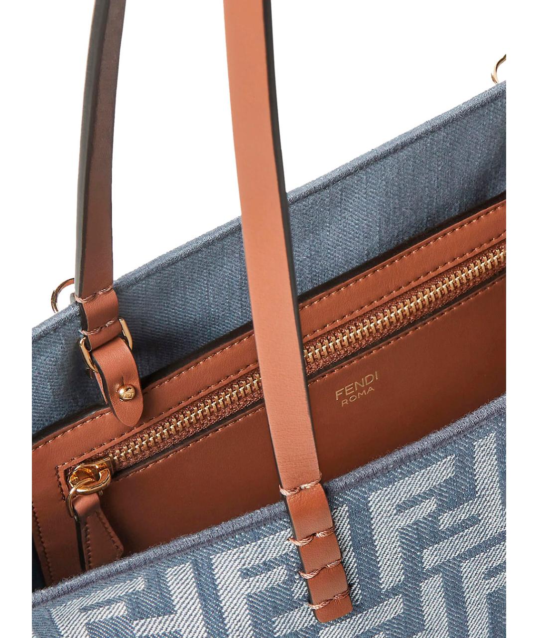 FENDI Синяя хлопковая сумка тоут, фото 4