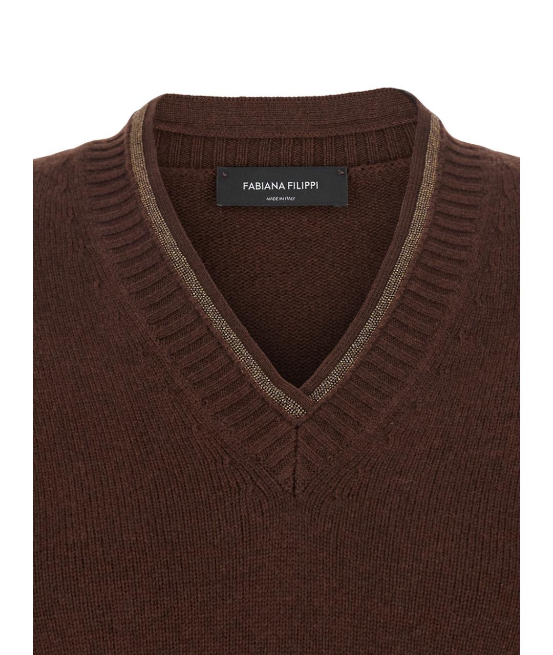FABIANA FILIPPI Коричневый шерстяной джемпер / свитер, фото 3