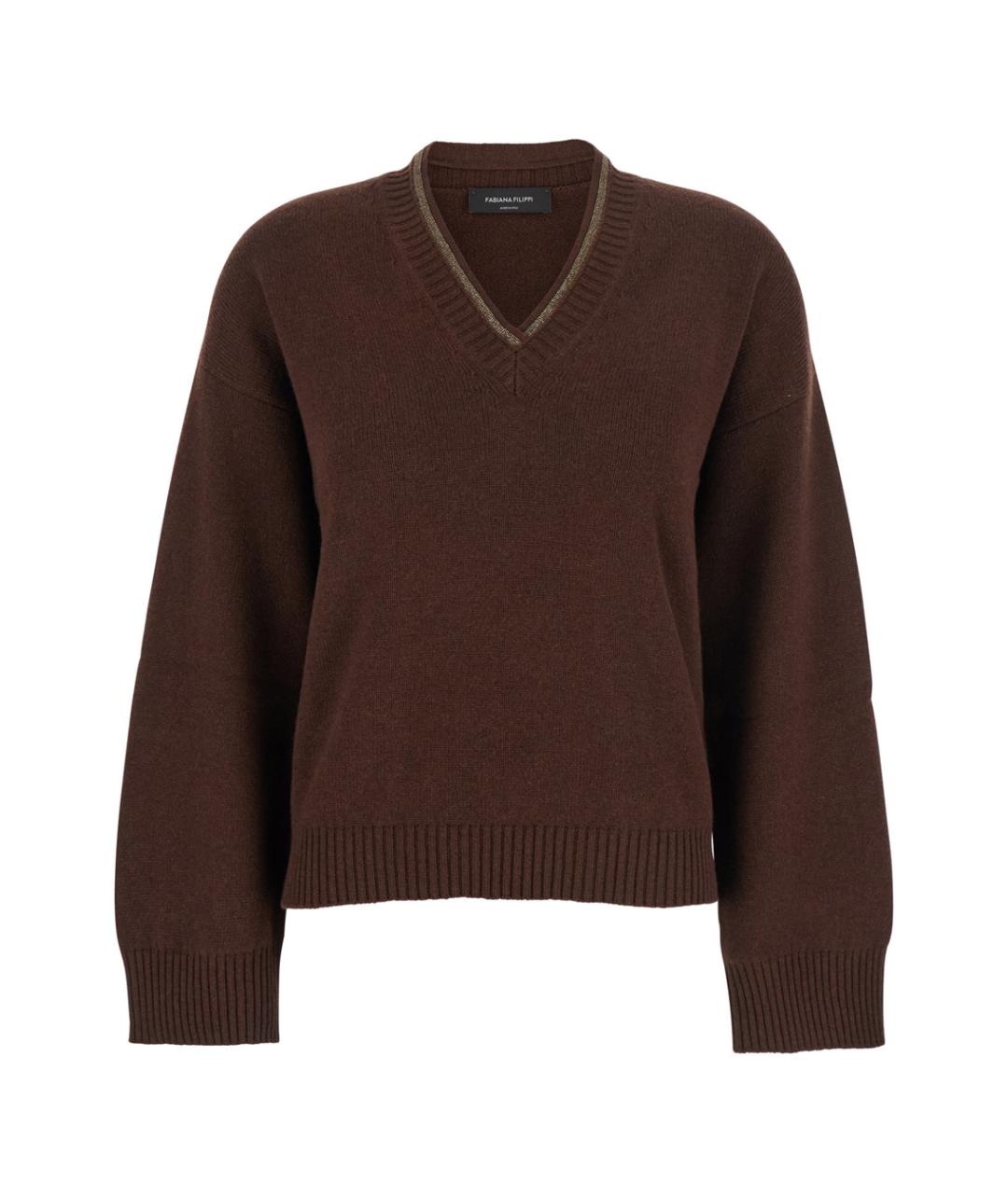 FABIANA FILIPPI Коричневый шерстяной джемпер / свитер, фото 1