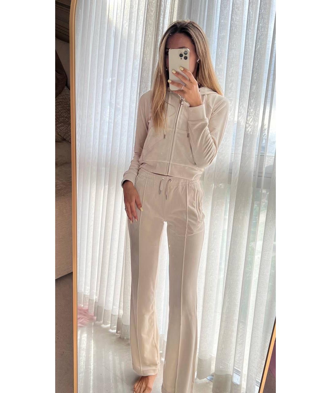 JUICY COUTURE Бежевые велюровые спортивные брюки и шорты, фото 6