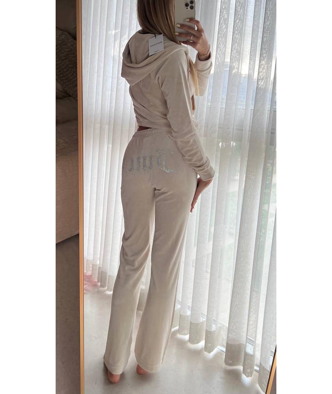 JUICY COUTURE Бежевые велюровые спортивные брюки и шорты, фото 5