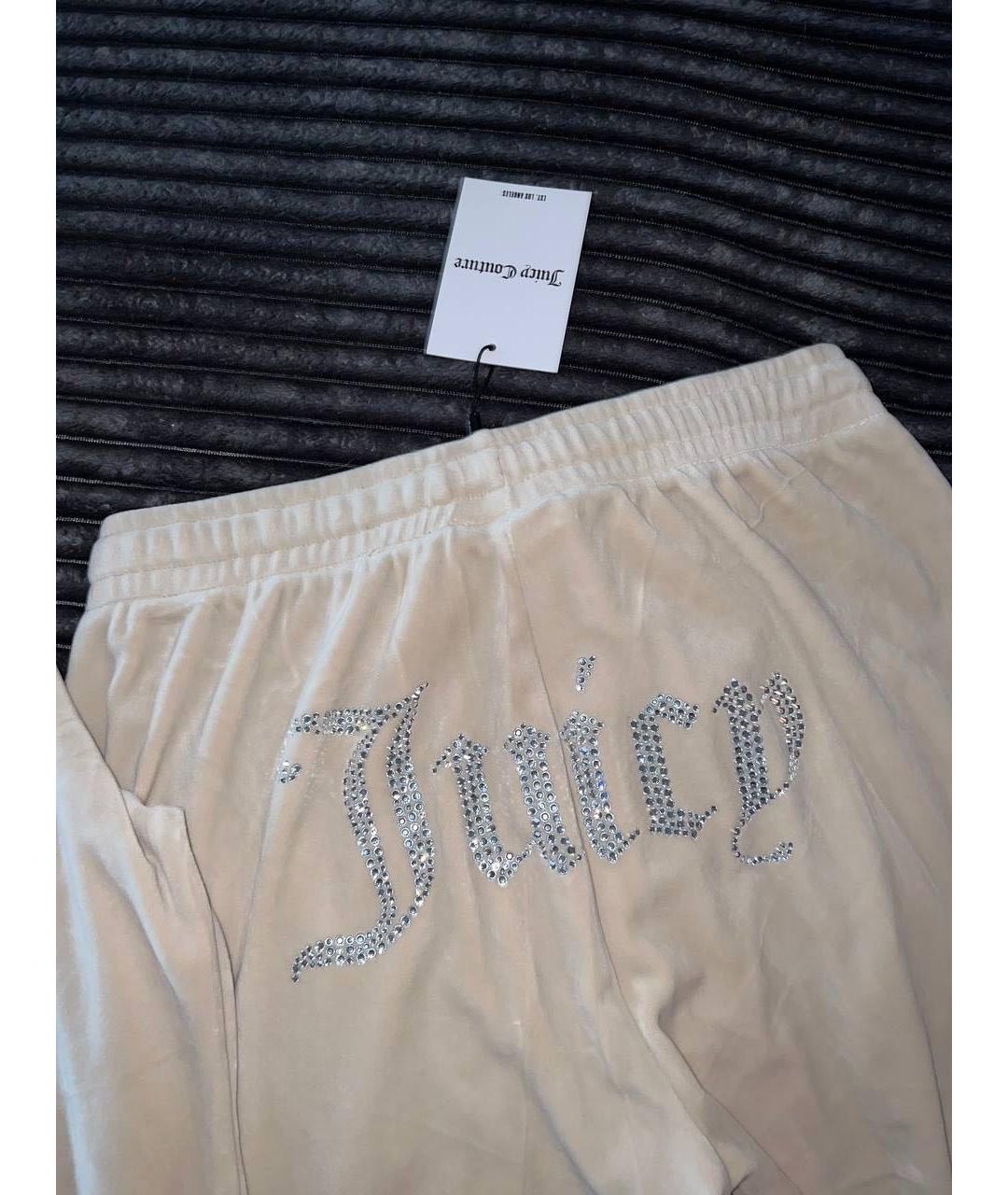 JUICY COUTURE Бежевые велюровые спортивные брюки и шорты, фото 4