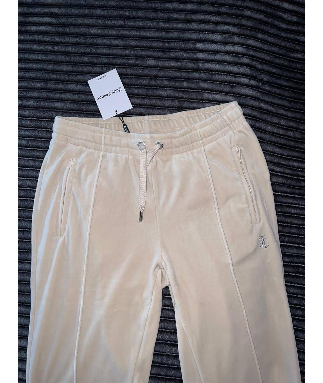 JUICY COUTURE Бежевые велюровые спортивные брюки и шорты, фото 3