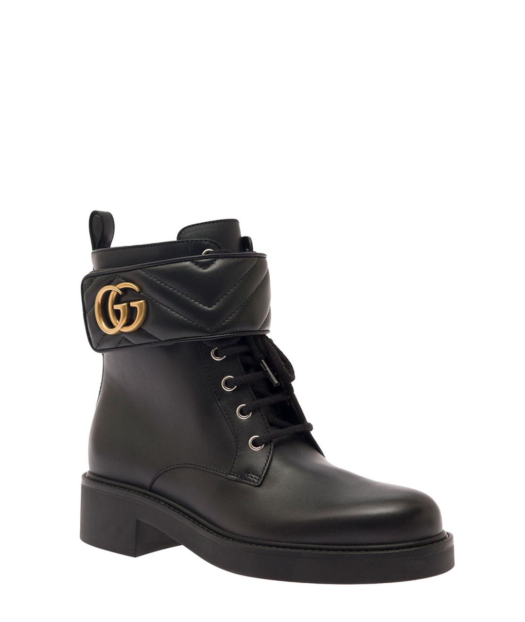 GUCCI Черные кожаные ботинки, фото 2