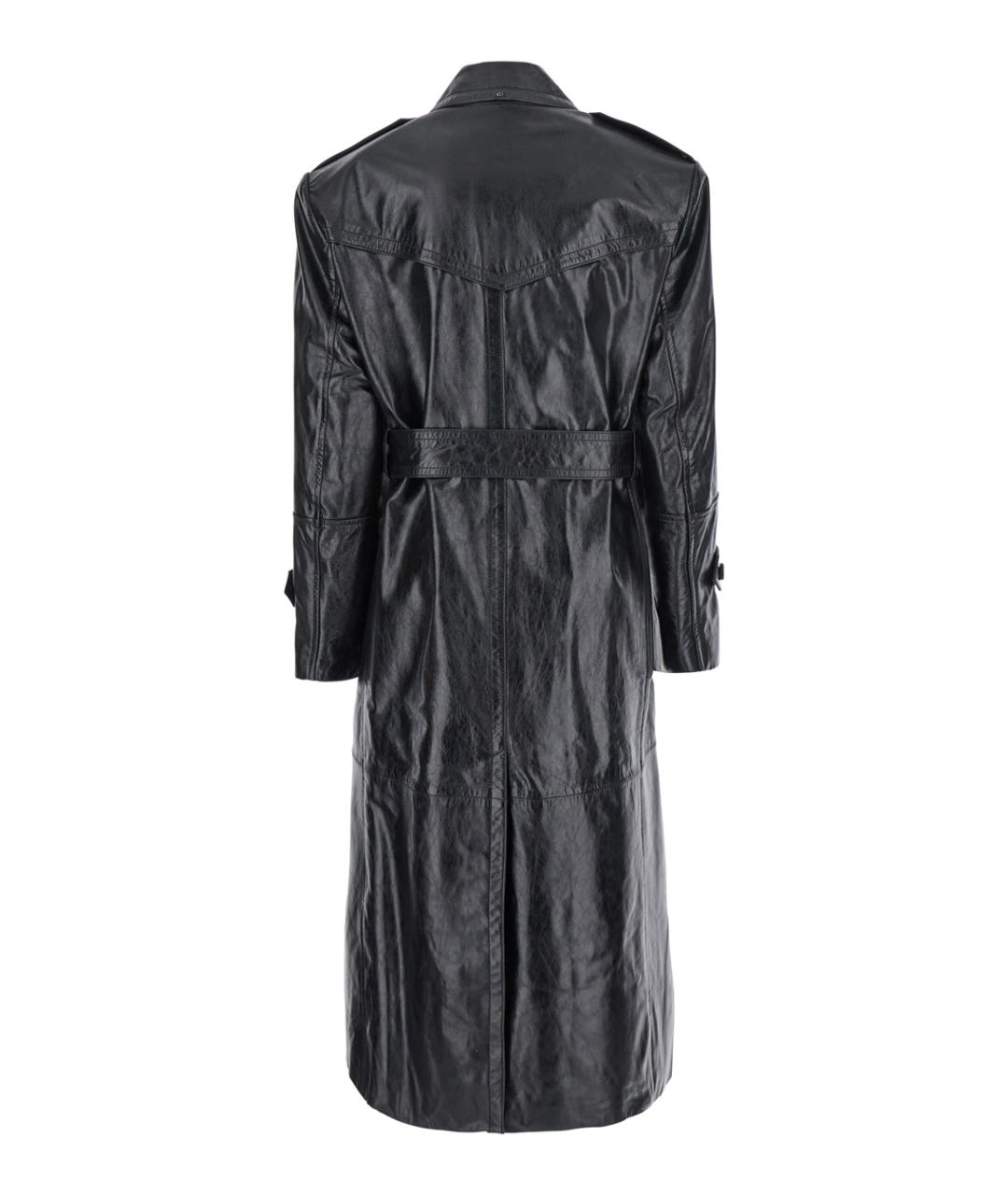 SPORTMAX Черный кожаный тренч/плащ, фото 2
