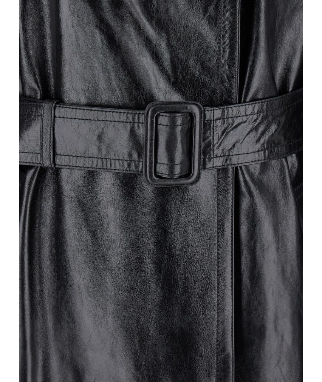 SPORTMAX Черный кожаный тренч/плащ, фото 3