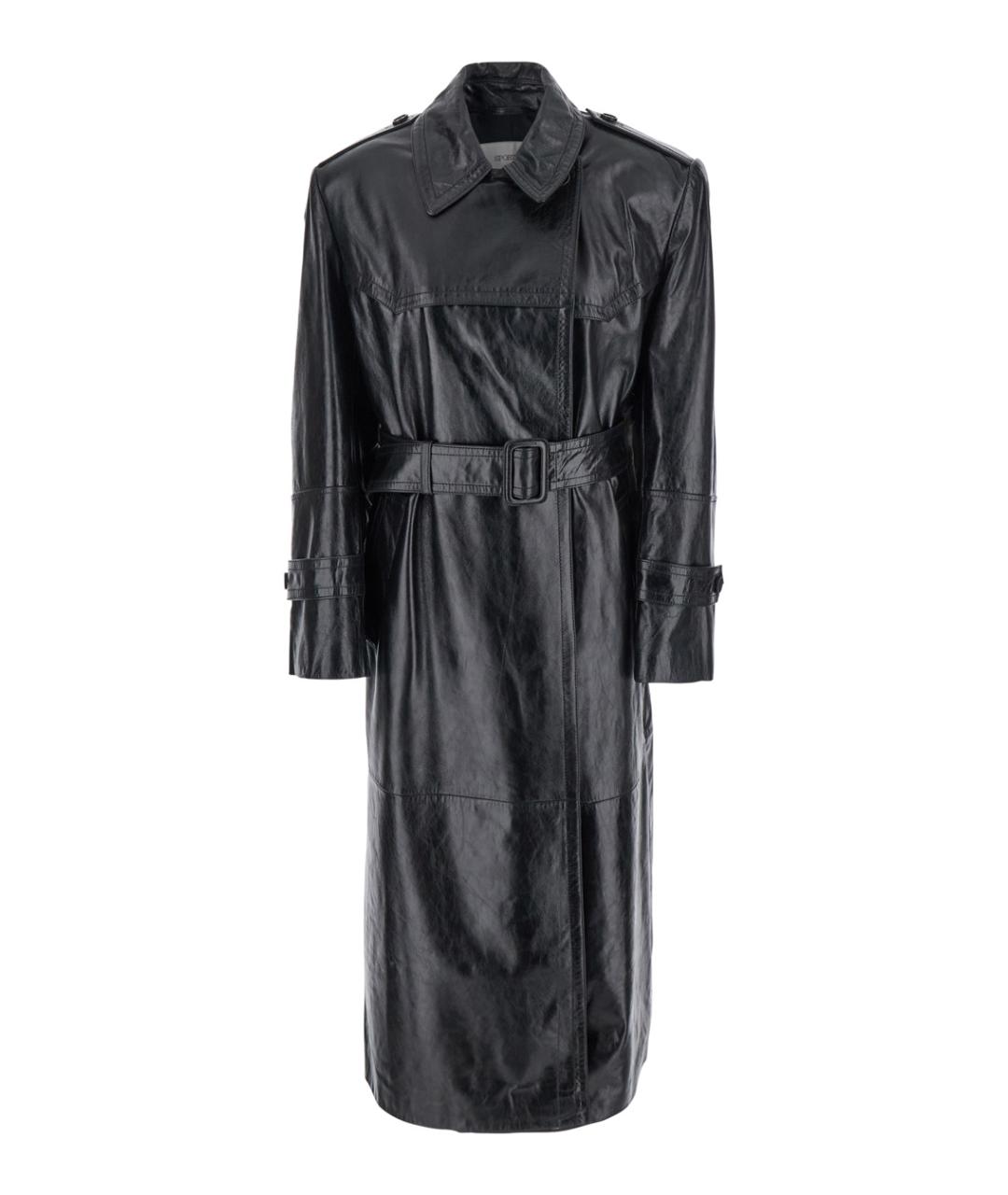SPORTMAX Черный кожаный тренч/плащ, фото 1