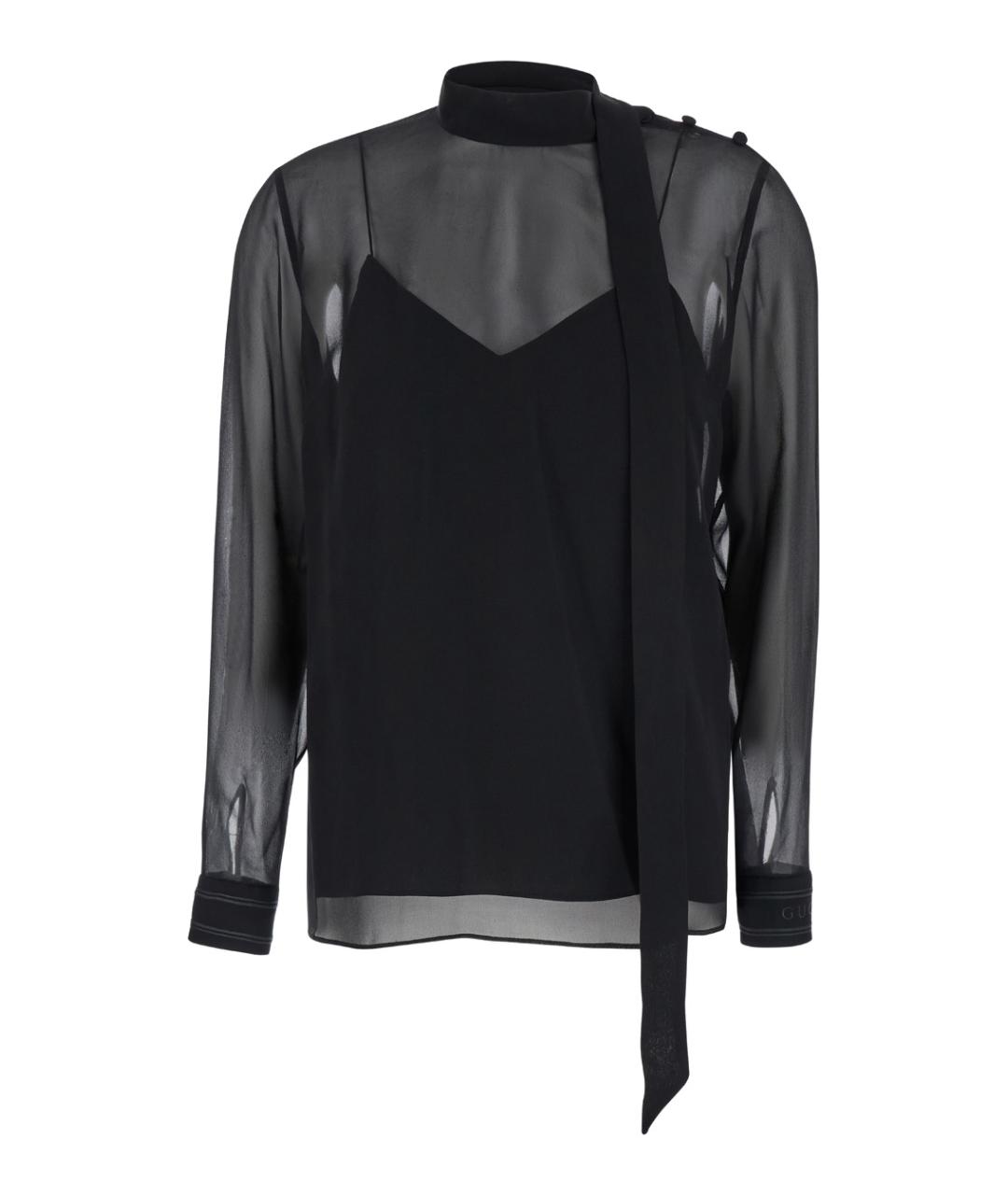 GUCCI Черная шелковая блузы, фото 1