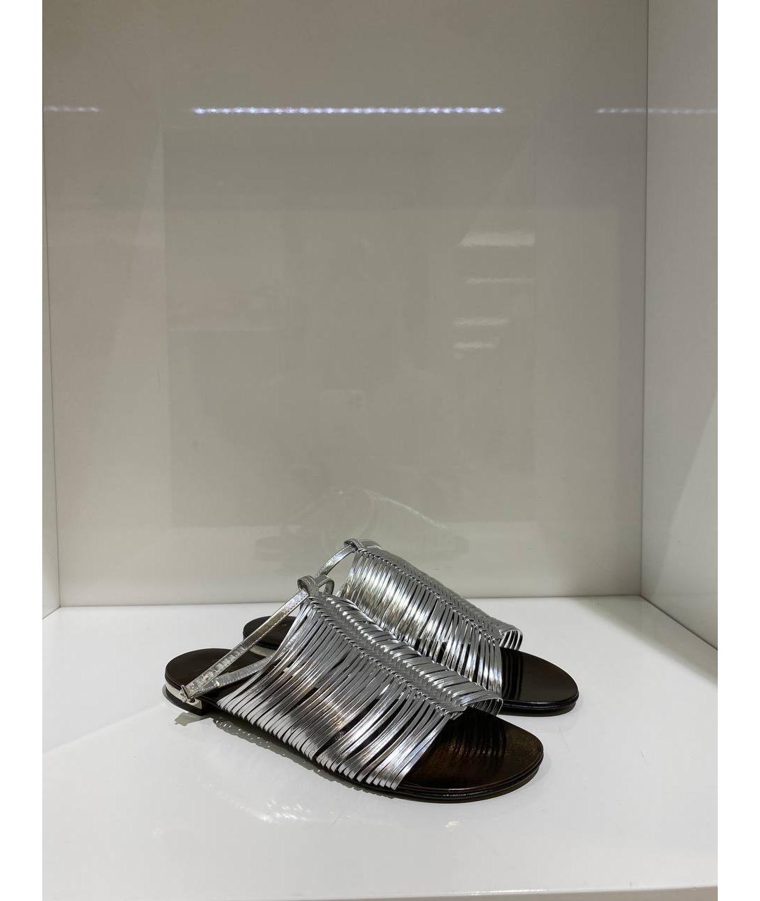 GIUSEPPE ZANOTTI DESIGN Серебряные кожаные сабо, фото 2