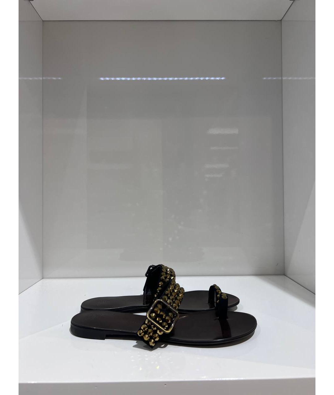 GIUSEPPE ZANOTTI DESIGN Коричневые кожаные сабо, фото 3