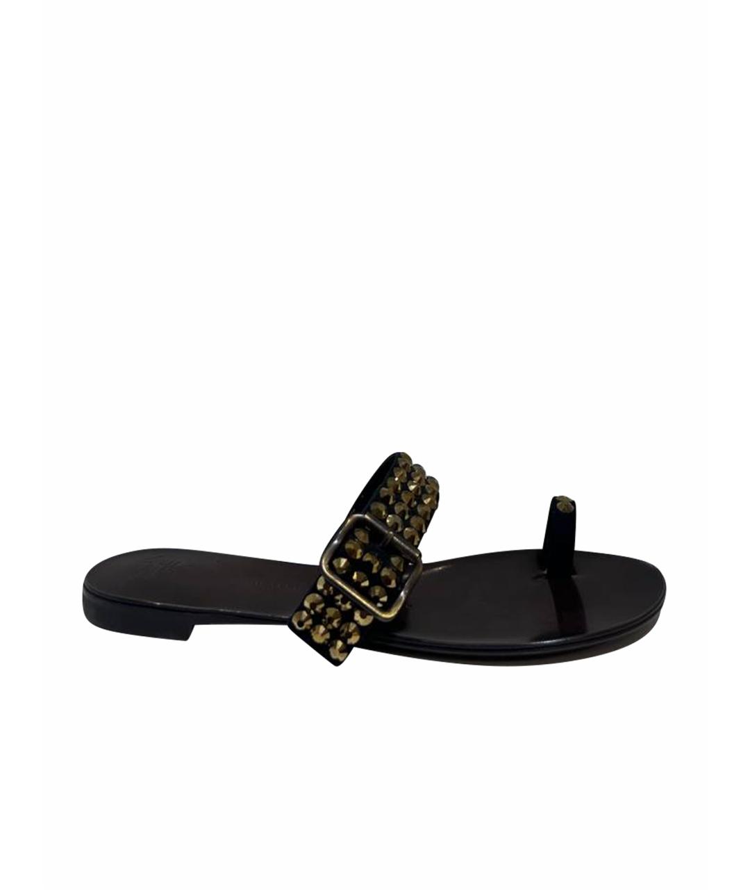 GIUSEPPE ZANOTTI DESIGN Коричневые кожаные сабо, фото 1