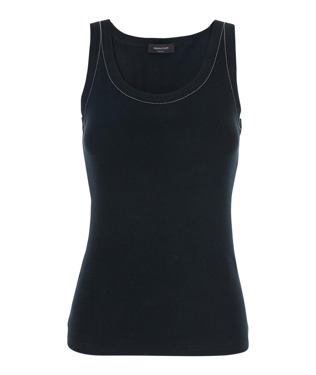 FABIANA FILIPPI Черная хлопковая майка, фото 1