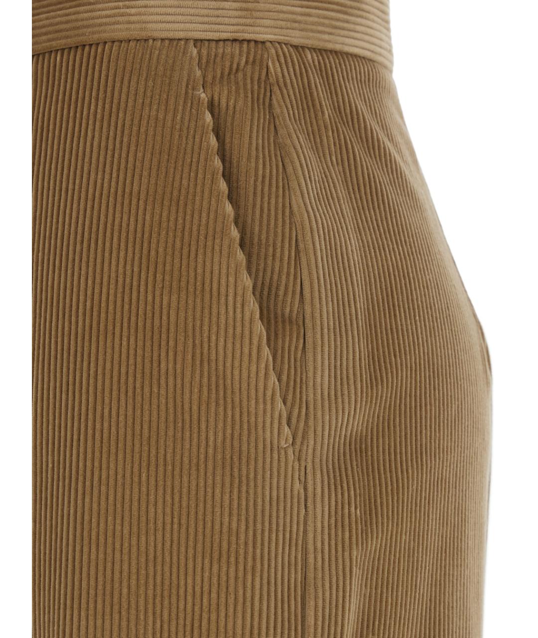 MAX MARA STUDIO Бежевые хлопковые прямые брюки, фото 3