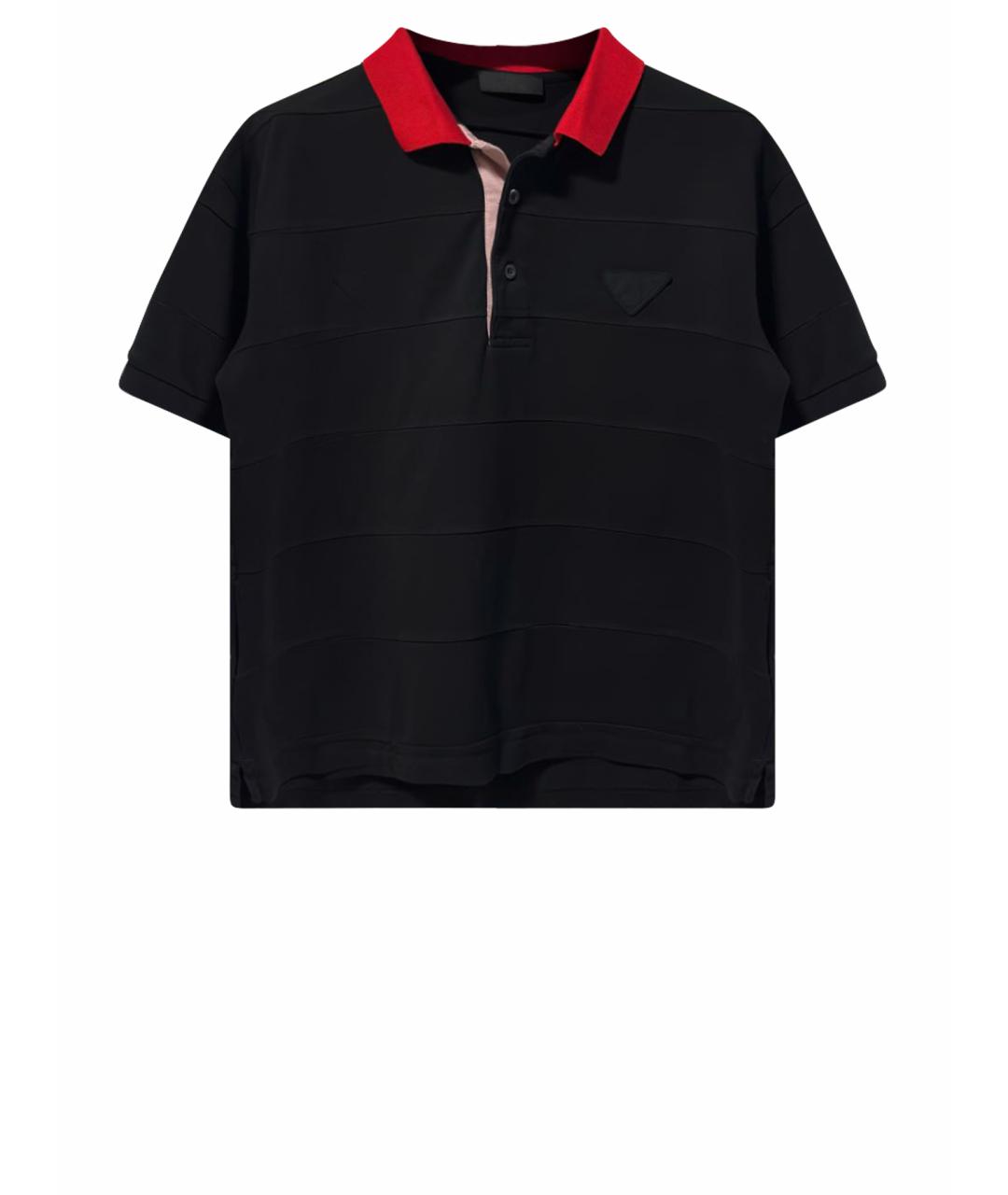 PRADA Черное хлопковое поло с коротким рукавом, фото 1